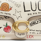 Cream Leather Graffiti Print Shoulder Bag