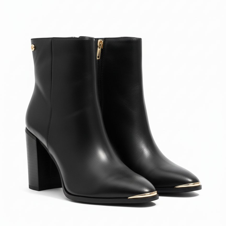 The Elegant Gold-Tip Ankle Boot