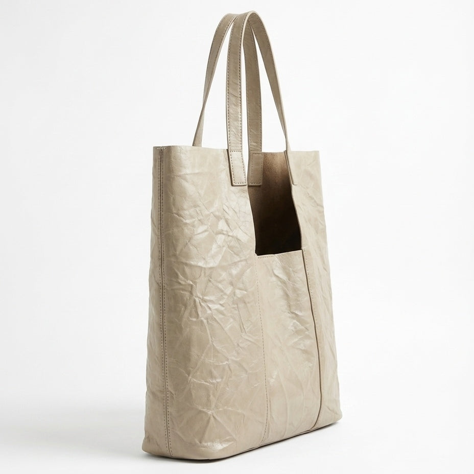 Vintage Crinkled Leather Tote