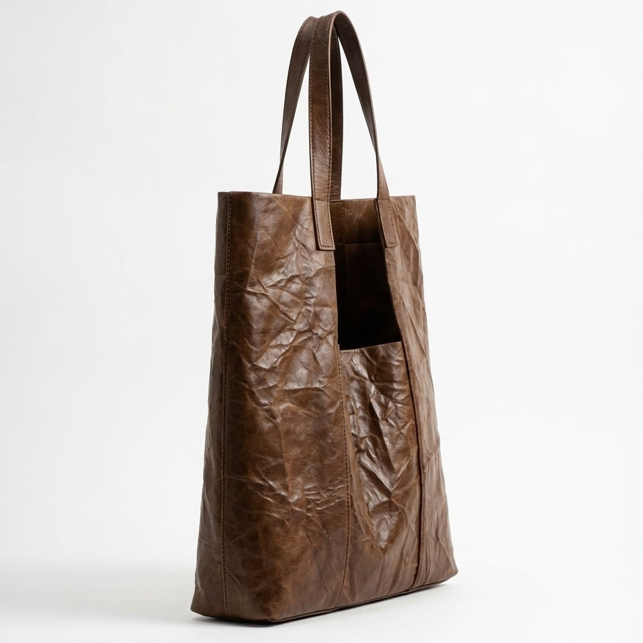 Vintage Crinkled Leather Tote