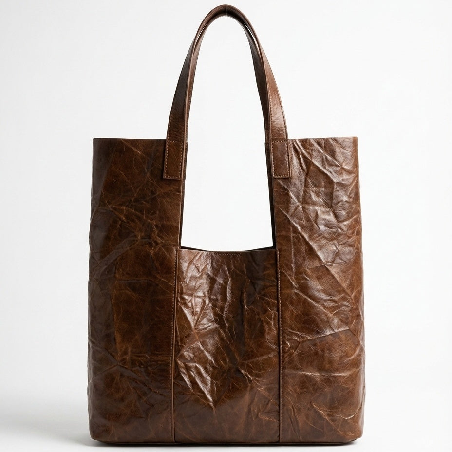 Vintage Crinkled Leather Tote