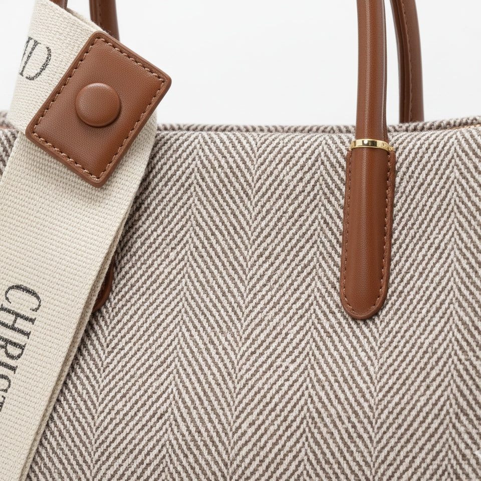 Herringbone Leather Tote