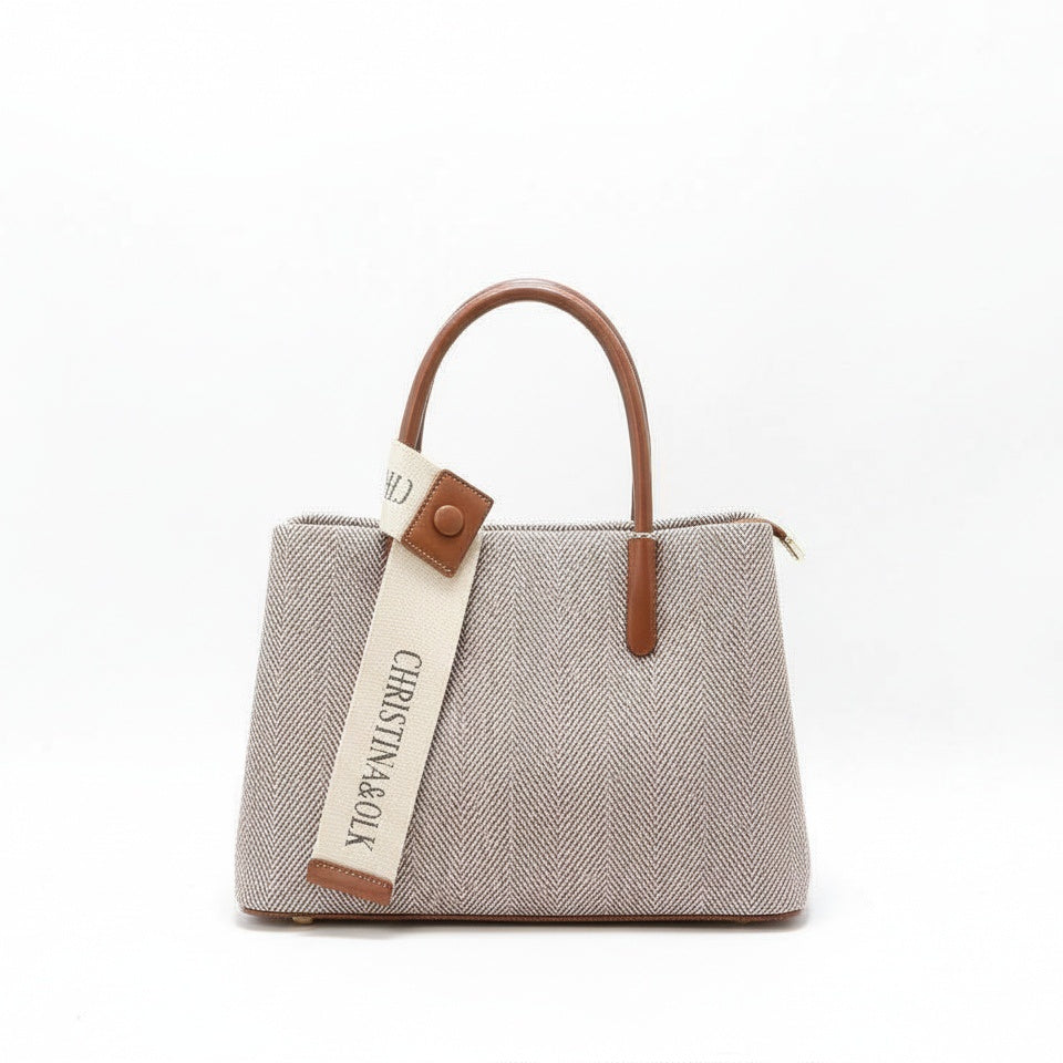Herringbone Leather Tote