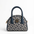 Classic Navy Monogram Dome Satchel