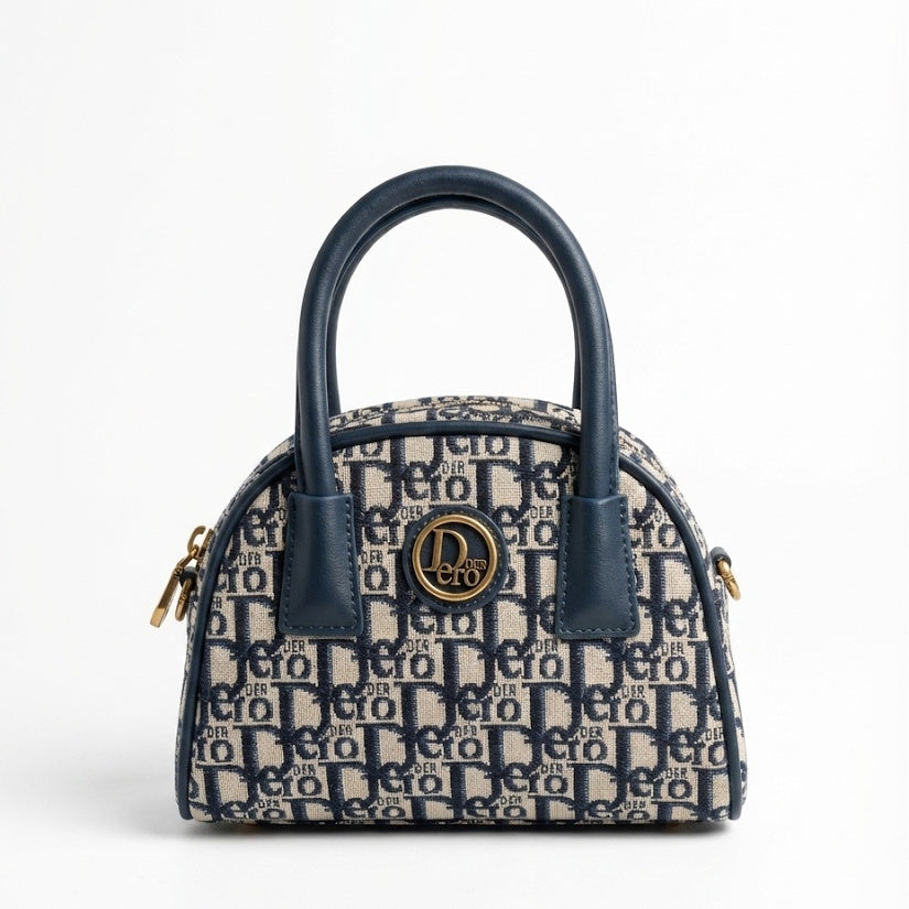 Classic Navy Monogram Dome Satchel