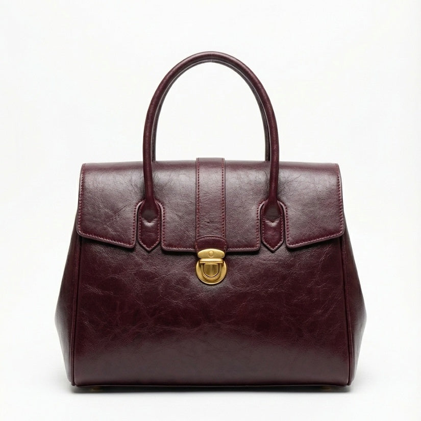 Luxurious Burgundy Leather Satchel