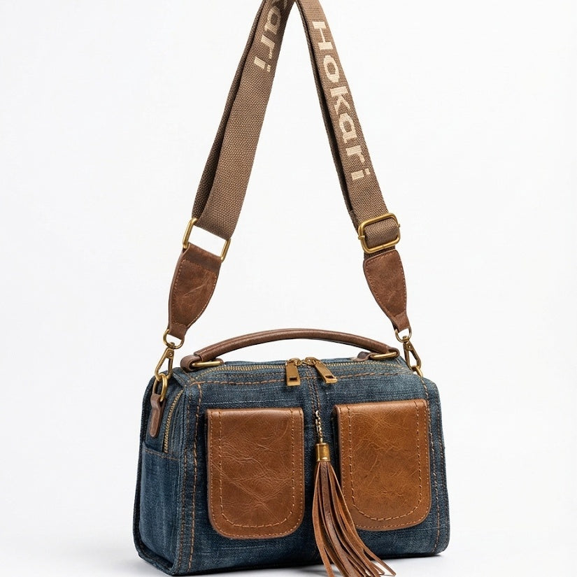 Vintage-Wash Denim Crossbody