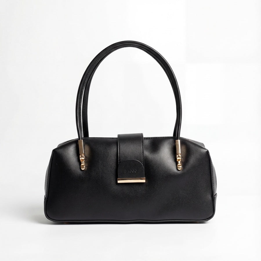 Modern Box Shoulder Bag with Gold Details