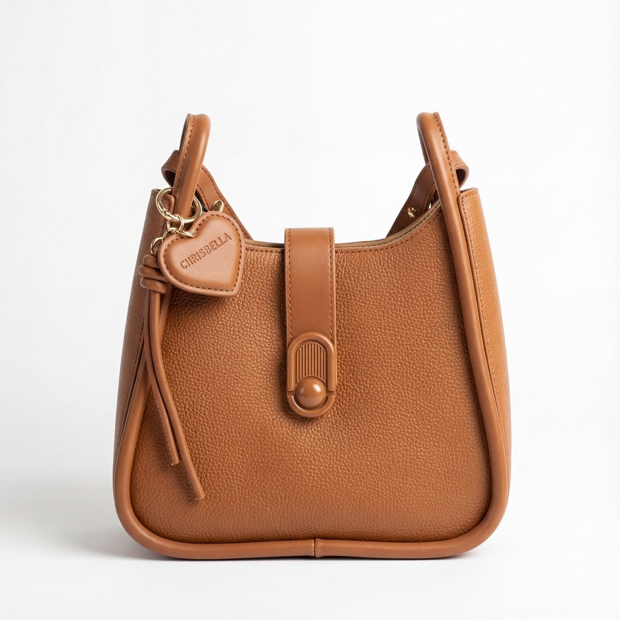 Chrisbella Signature Pebble-Grain Hobo Bag