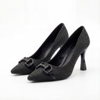 Sophisticated Textured Pointed-Toe Pumps