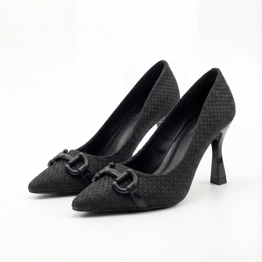 Sophisticated Textured Pointed-Toe Pumps