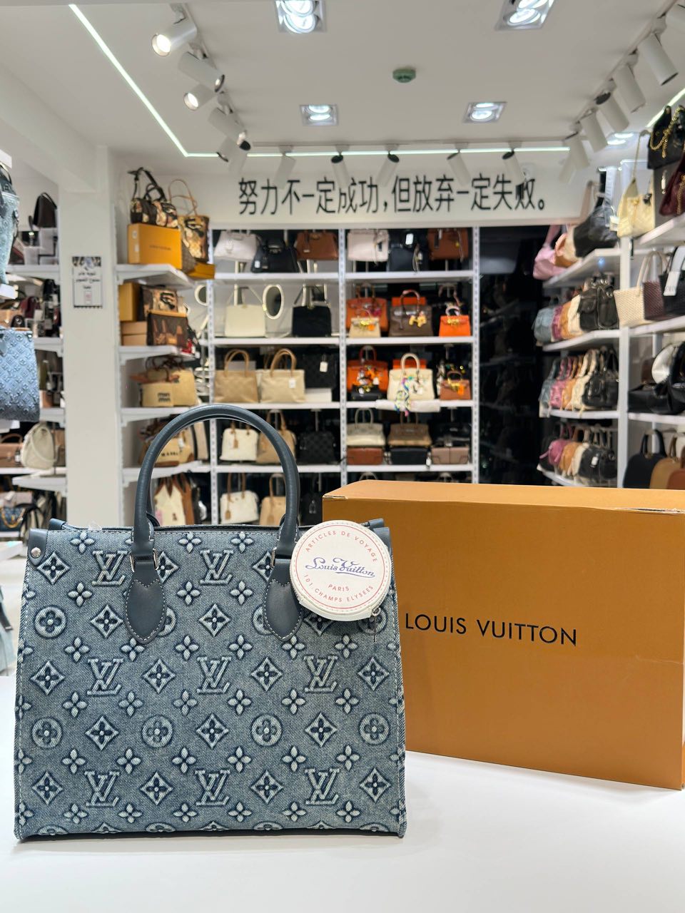 Onthego MM - Monogram Denim Tote Bag