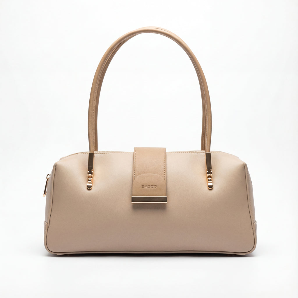 Modern Box Shoulder Bag with Gold Details