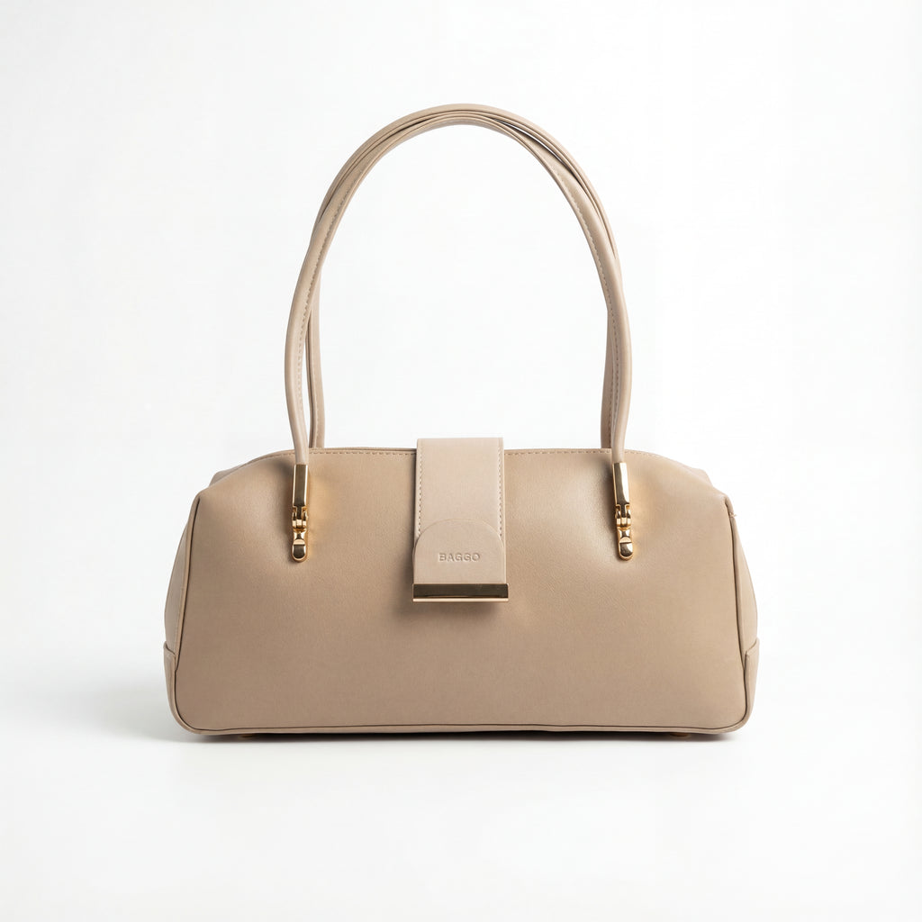 Modern Box Shoulder Bag with Gold Details