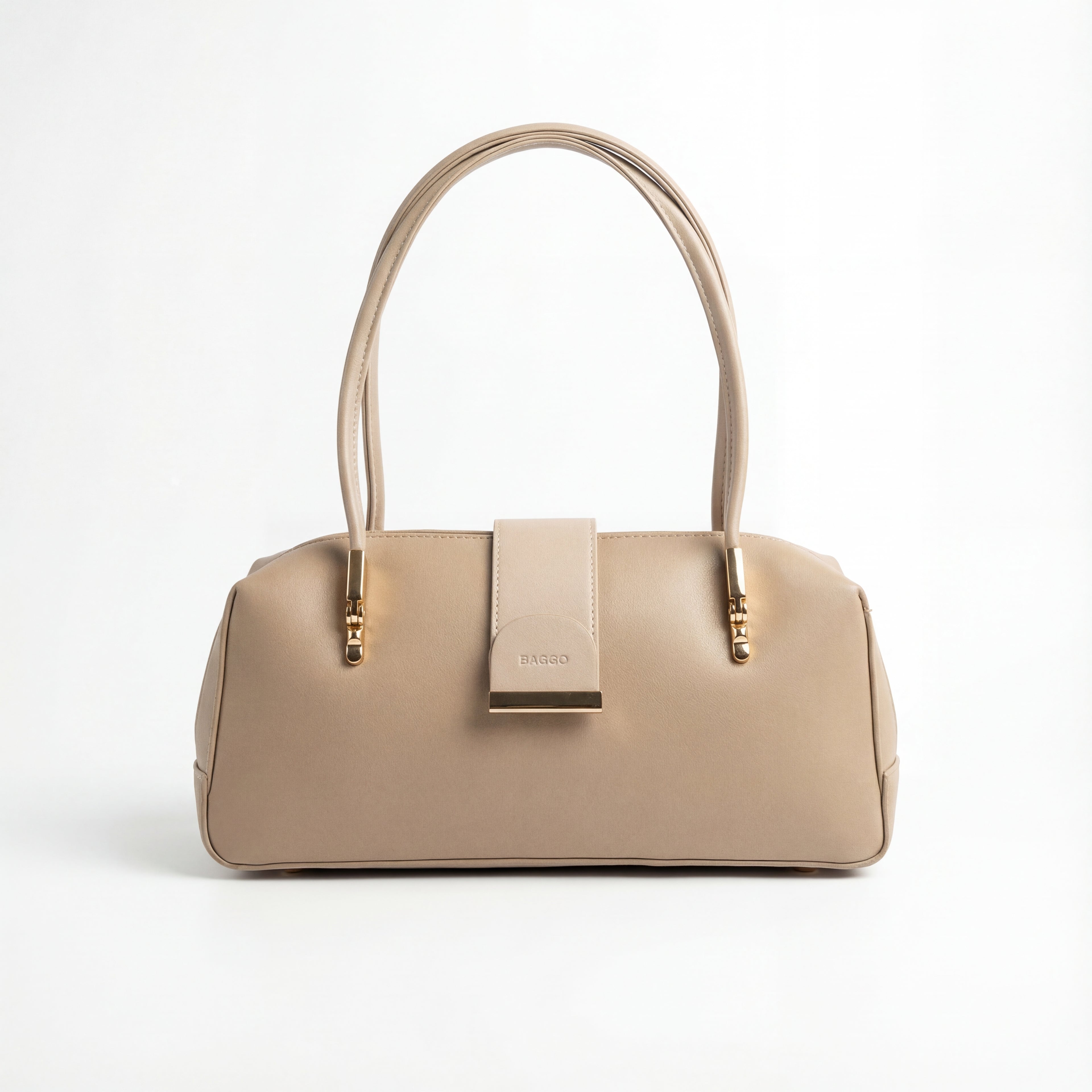 Modern Box Shoulder Bag with Gold Details