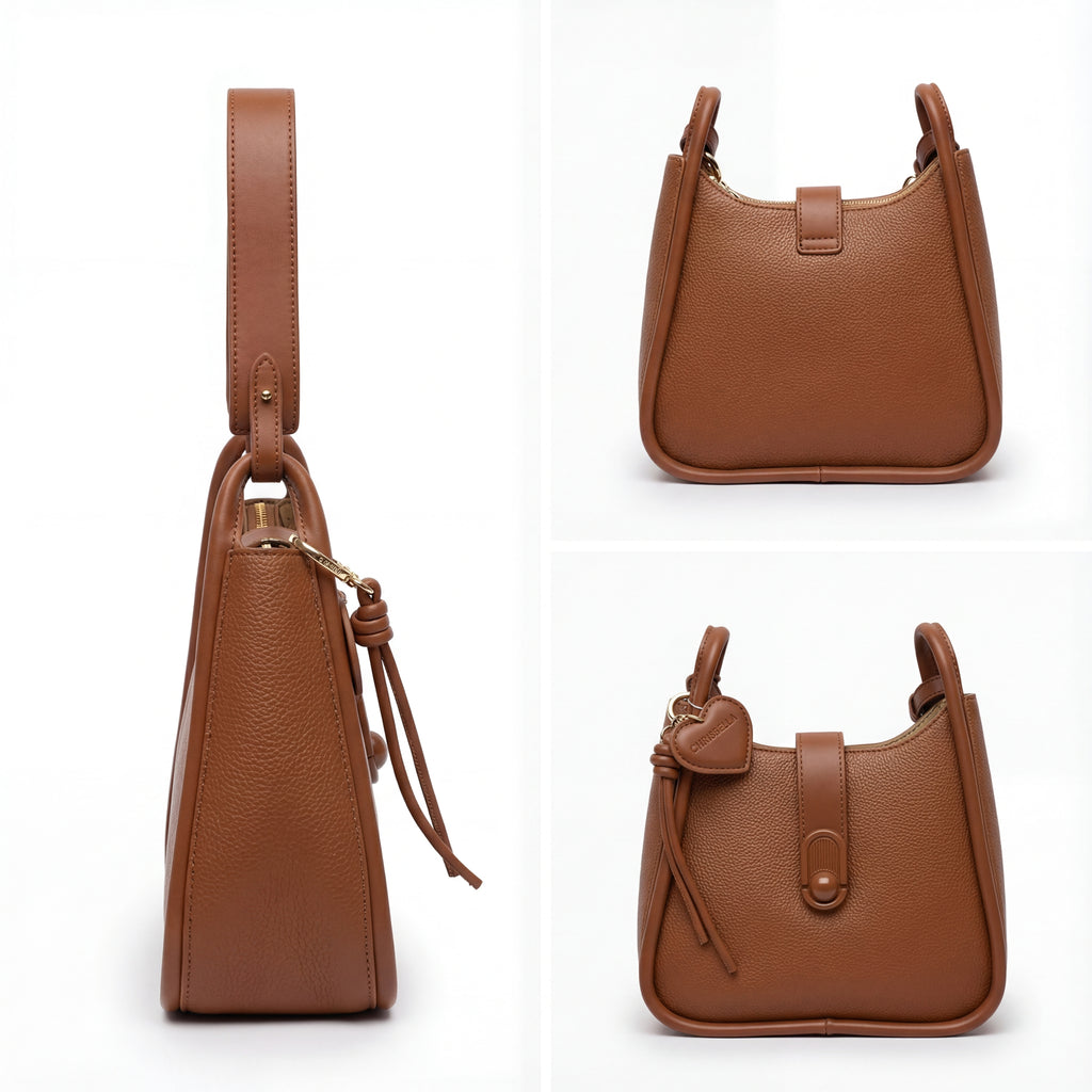 Chrisbella Signature Pebble-Grain Hobo Bag