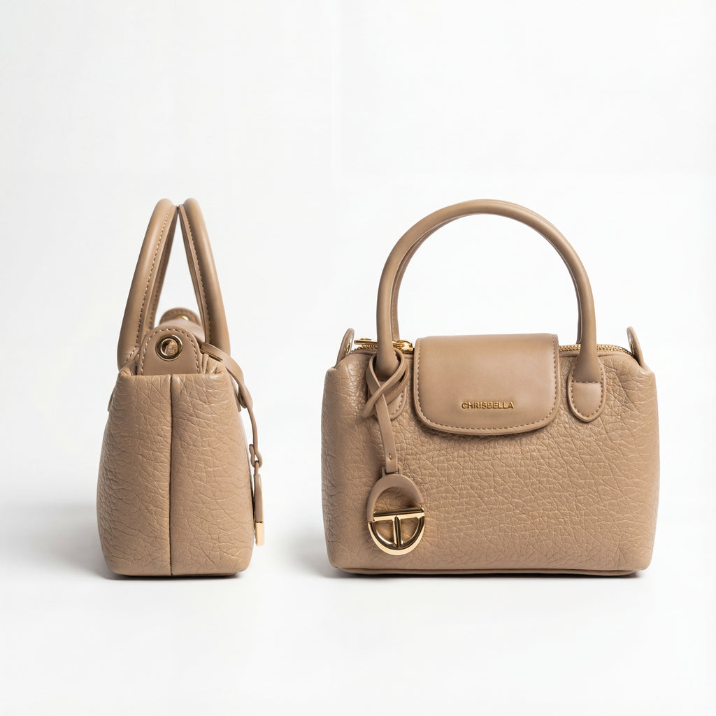 Chrisbella Elegant Pebble-Grain Mini Satchel