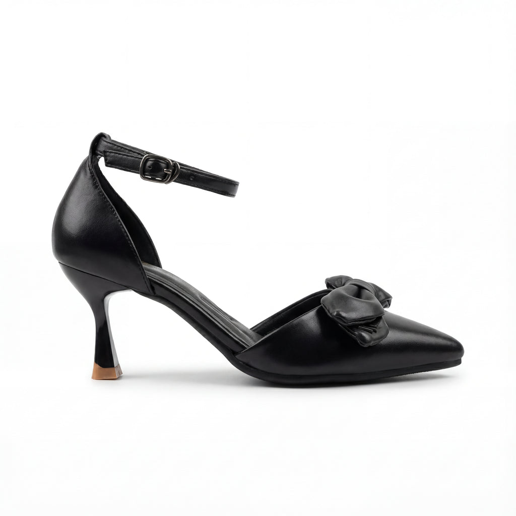 Elegant Bow-Accent Pointed Toe Heels