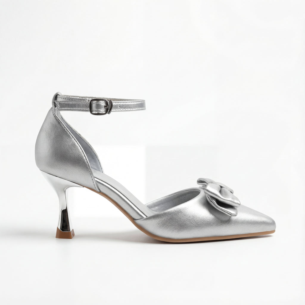 Elegant Bow-Accent Pointed Toe Heels