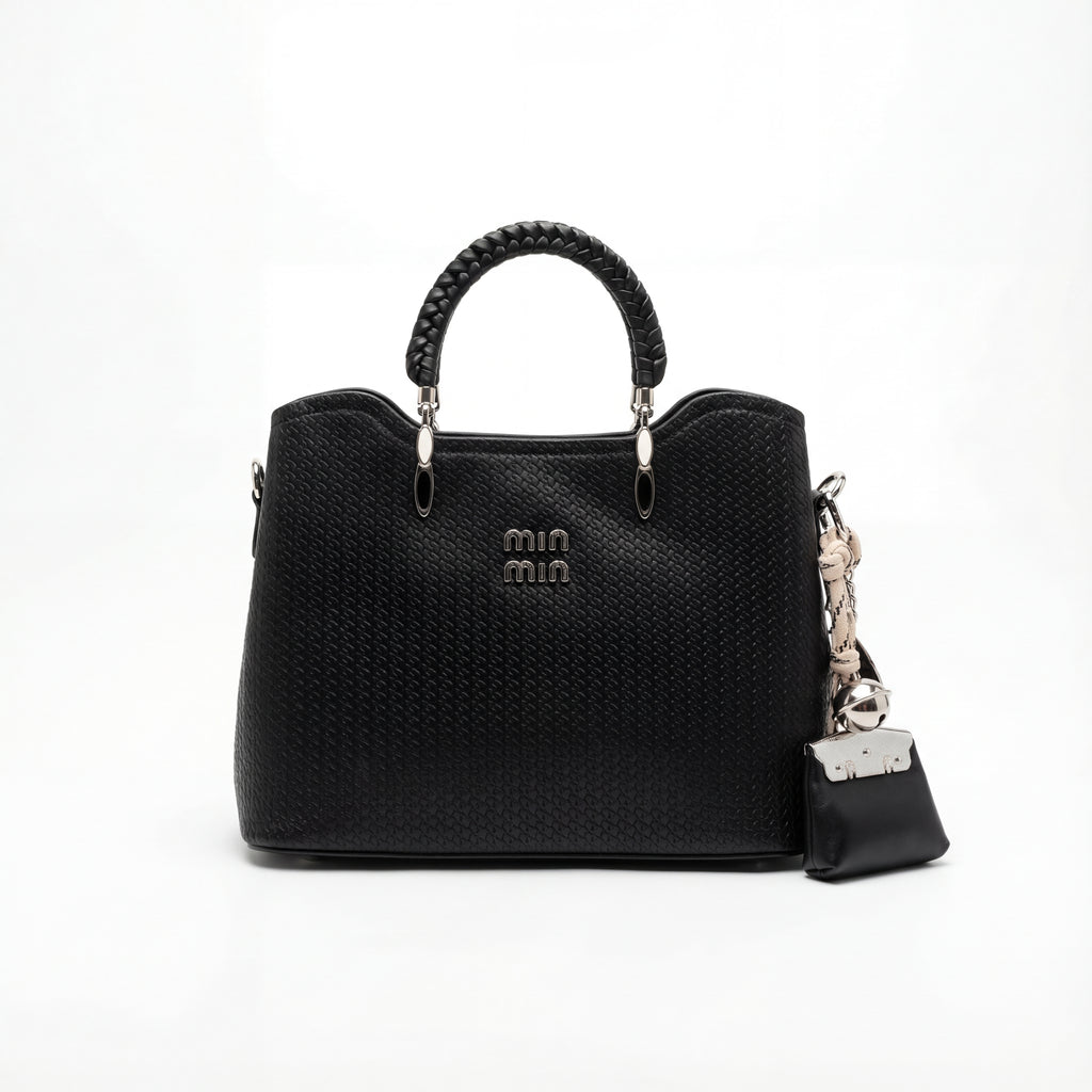 Woven Texture Satchel Bag with Braided Handle