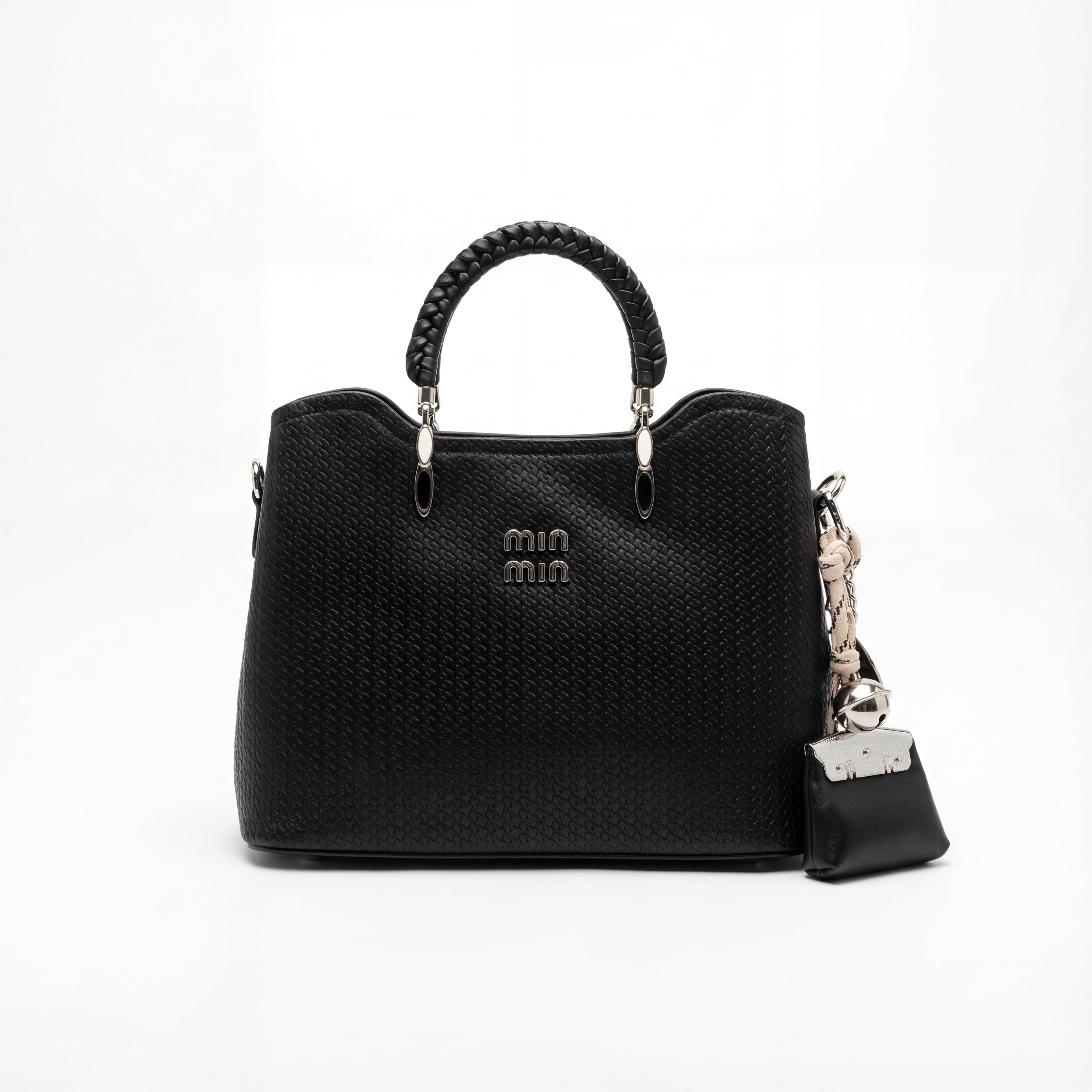 Woven Texture Satchel Bag with Braided Handle