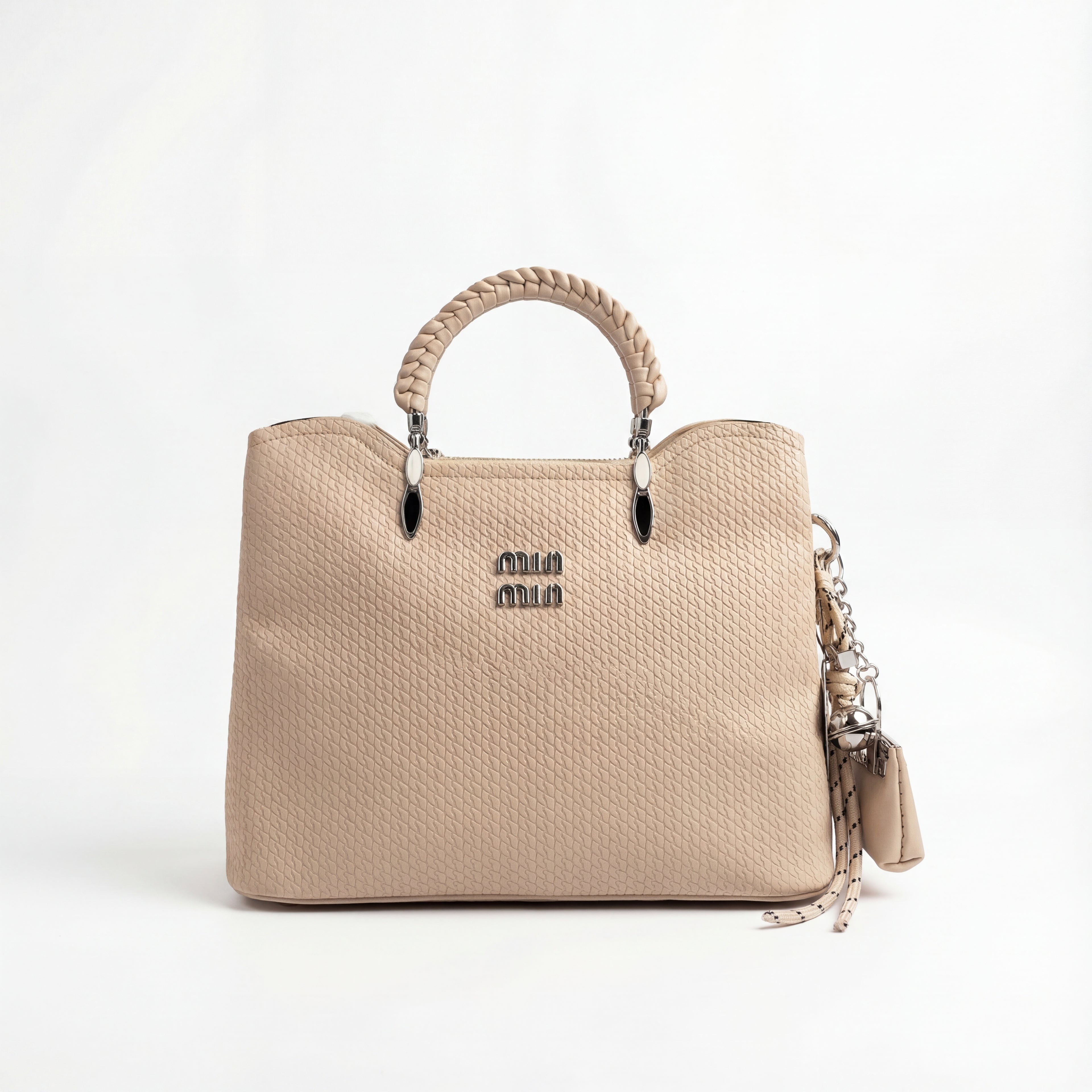 Woven Texture Satchel Bag with Braided Handle