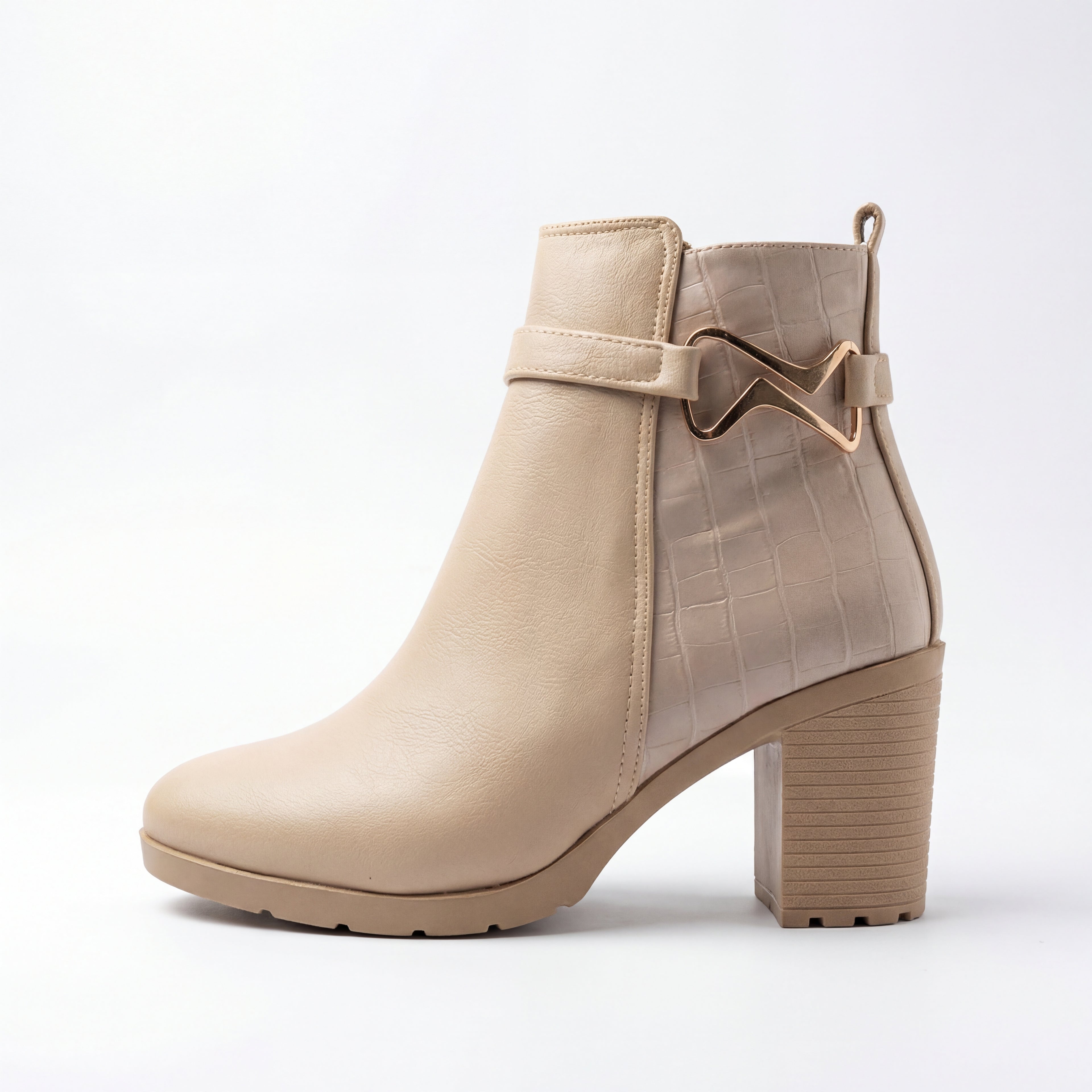 Sophisticated Croc-Textured Ankle Boots