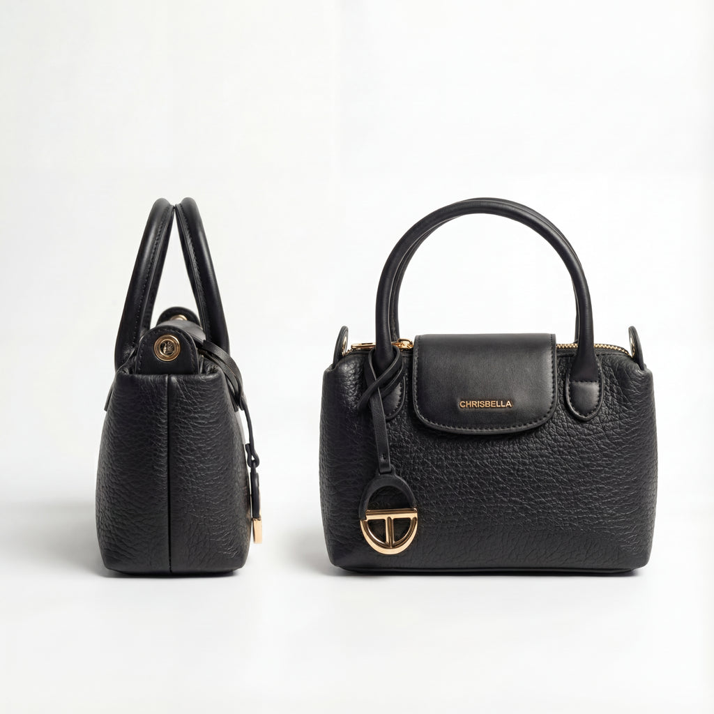 Chrisbella Elegant Pebble-Grain Mini Satchel