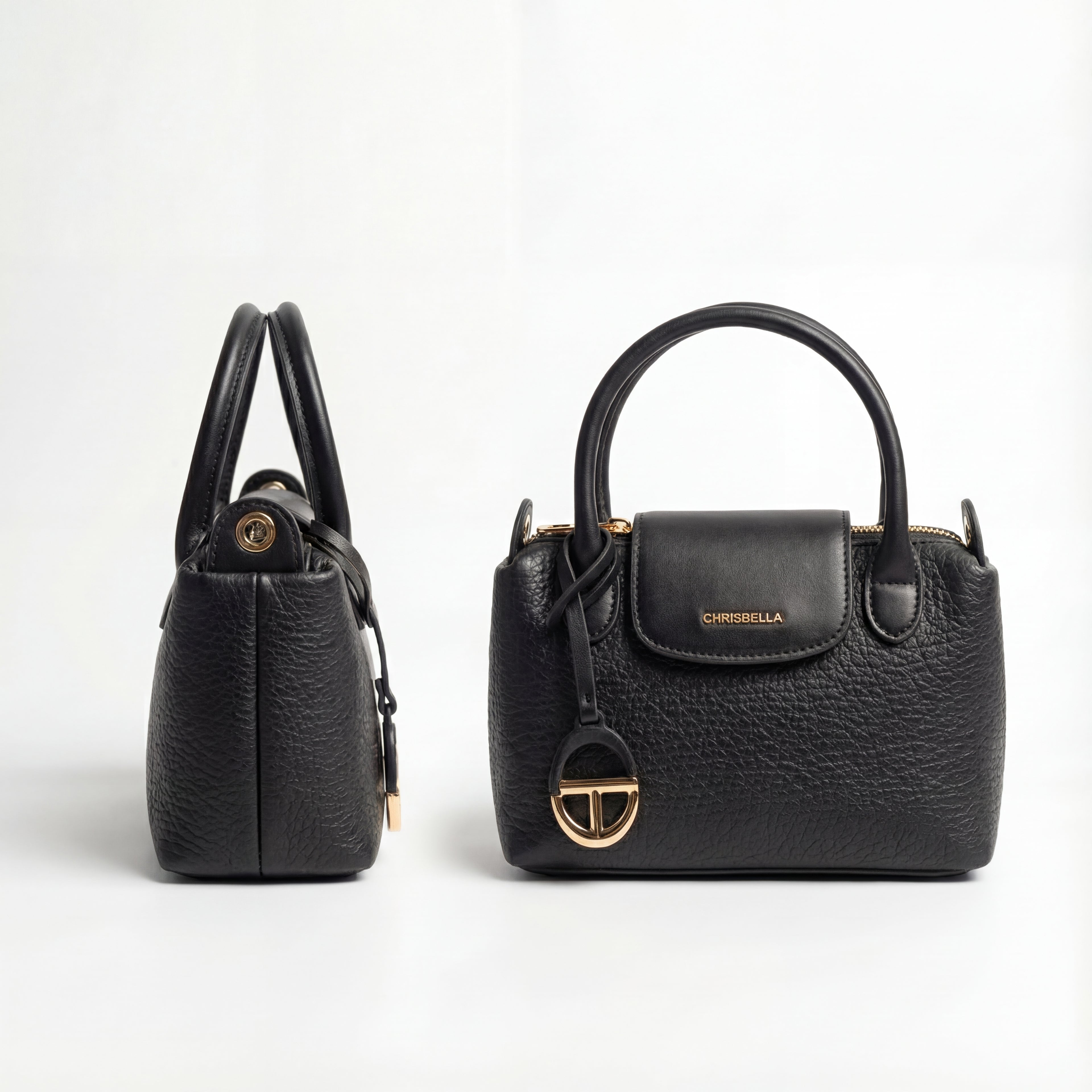 Chrisbella Elegant Pebble-Grain Mini Satchel