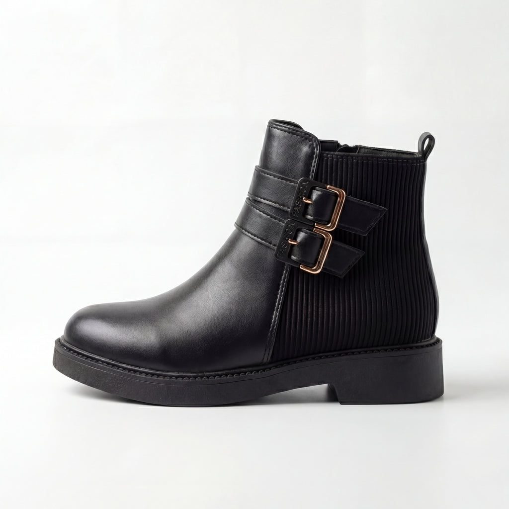Modern Ribbed Panel Ankle Boots – For You Shoe