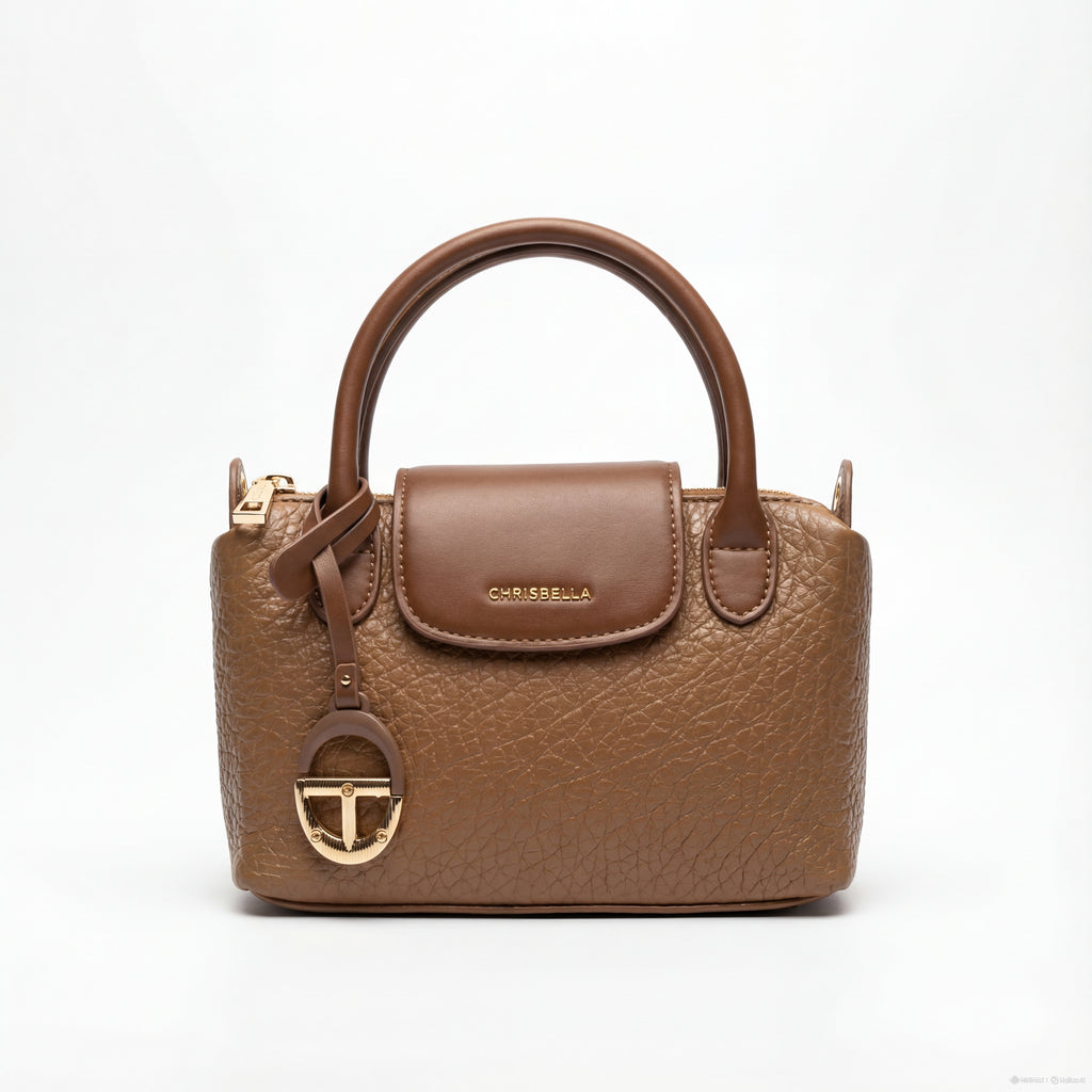 Chrisbella Elegant Pebble-Grain Mini Satchel