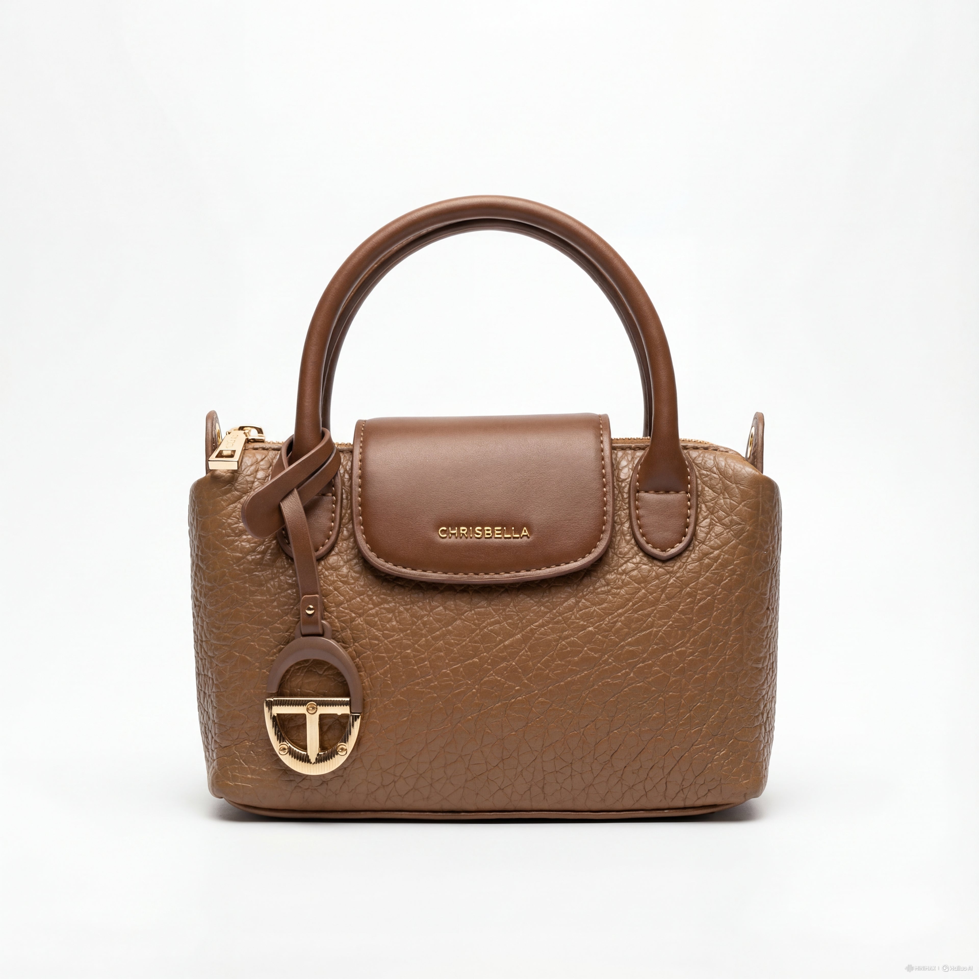 Chrisbella Elegant Pebble-Grain Mini Satchel