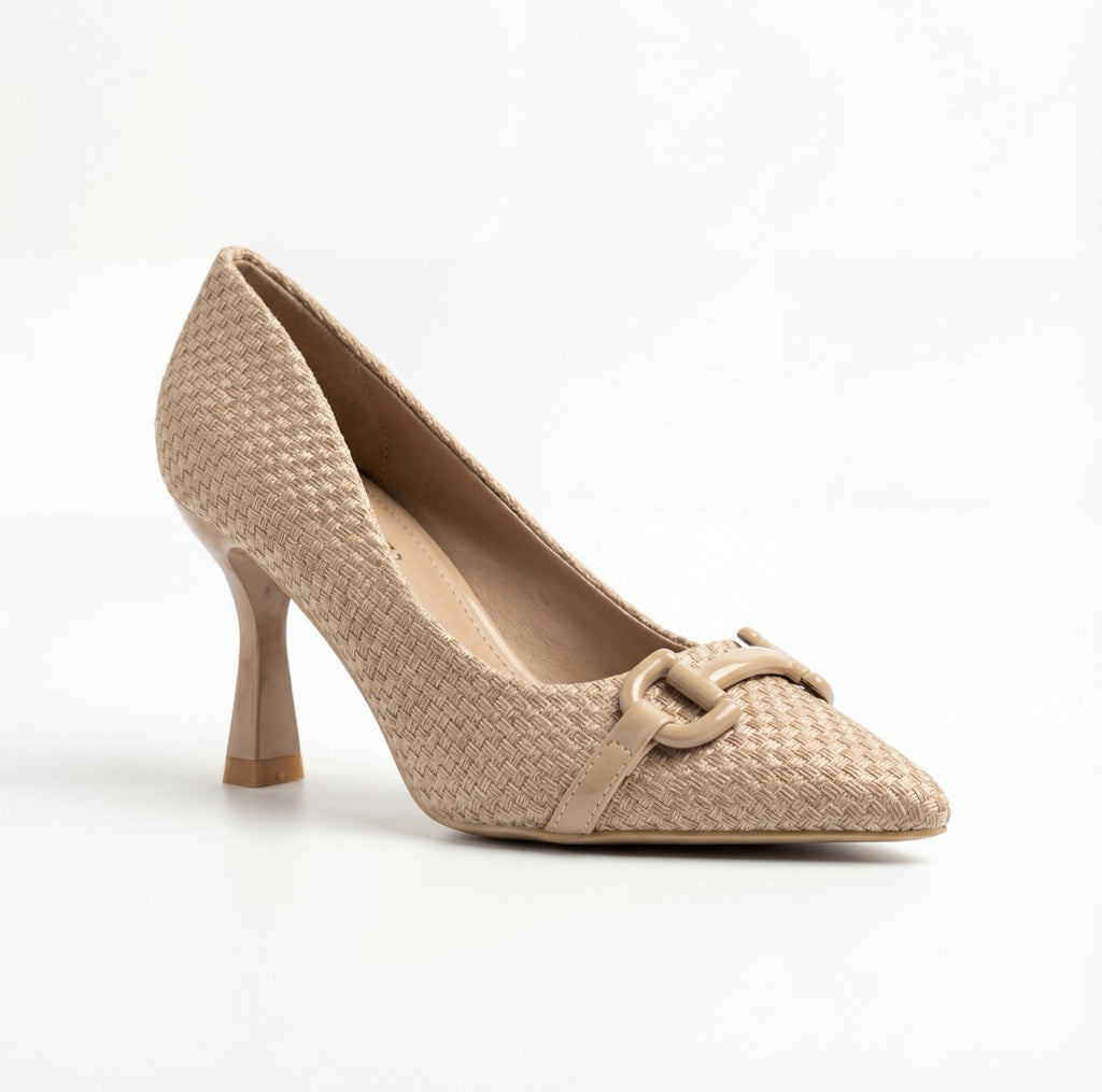 Sophisticated Textured Pointed-Toe Pumps