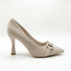 Sophisticated Textured Pointed-Toe Pumps
