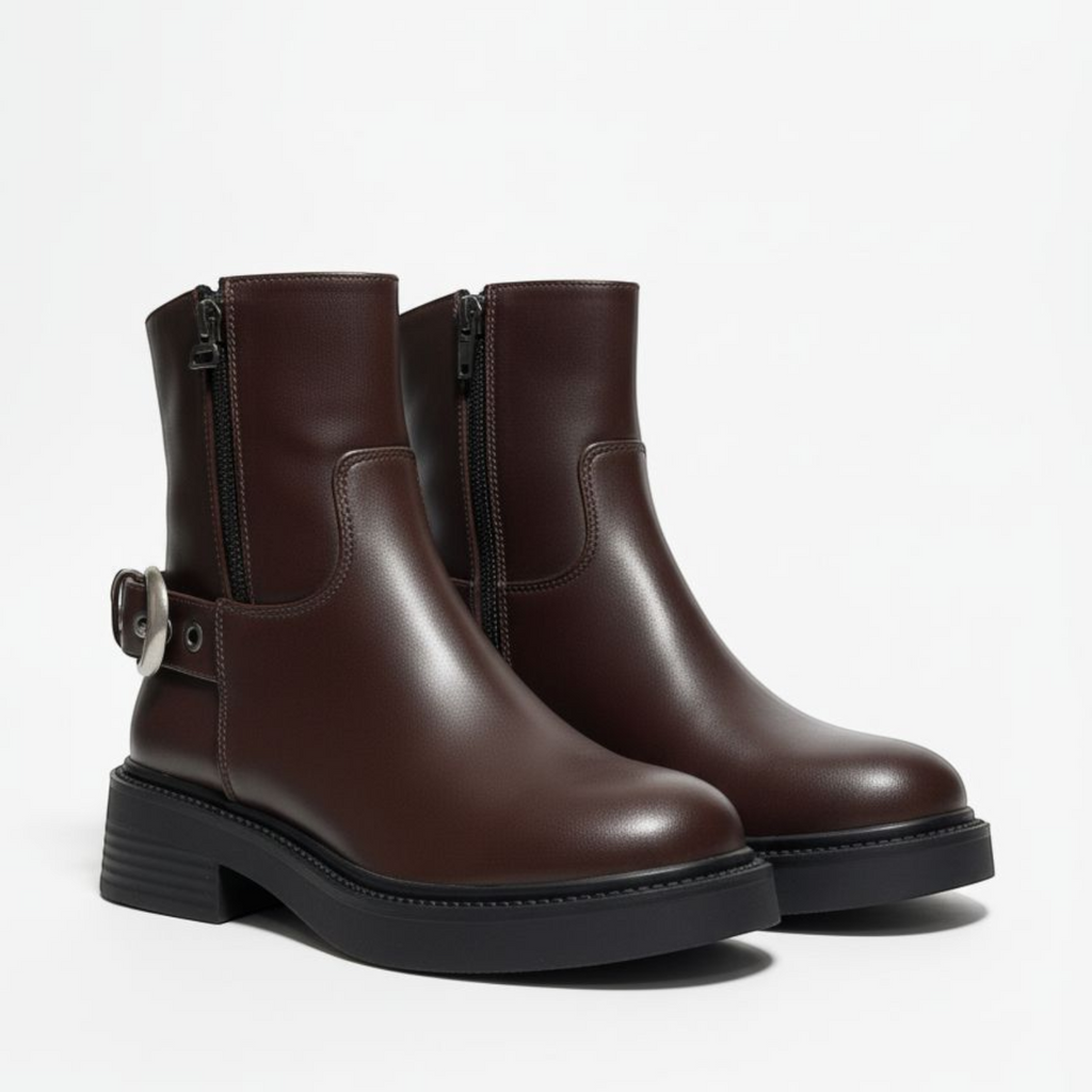 Classic Side-Zip Ankle Boots with Buckle Detail