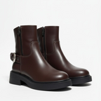 Classic Side-Zip Ankle Boots with Buckle Detail