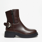 Classic Side-Zip Ankle Boots with Buckle Detail