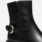 Classic Side-Zip Ankle Boots with Buckle Detail