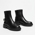 Classic Side-Zip Ankle Boots with Buckle Detail