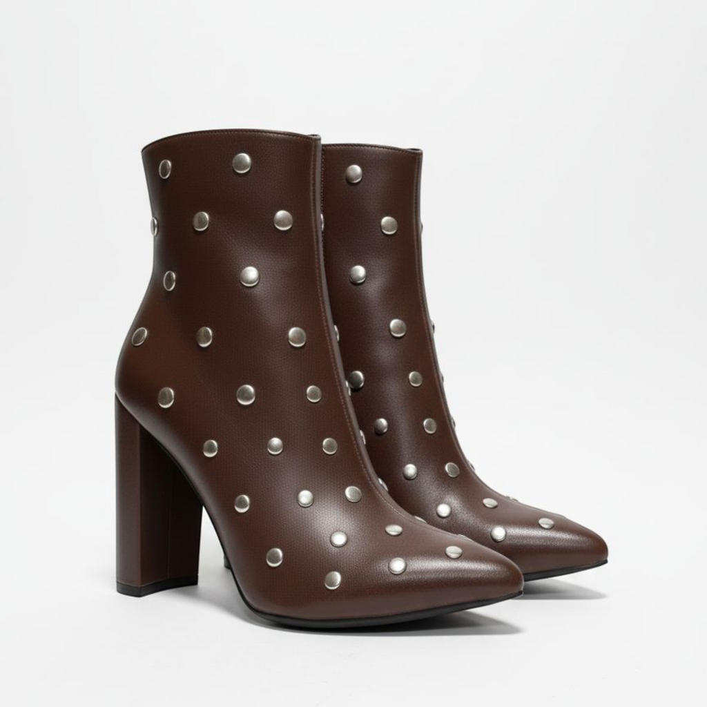 Women's Studded Block Heel Ankle Boots