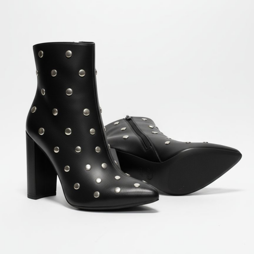 Women's Studded Block Heel Ankle Boots