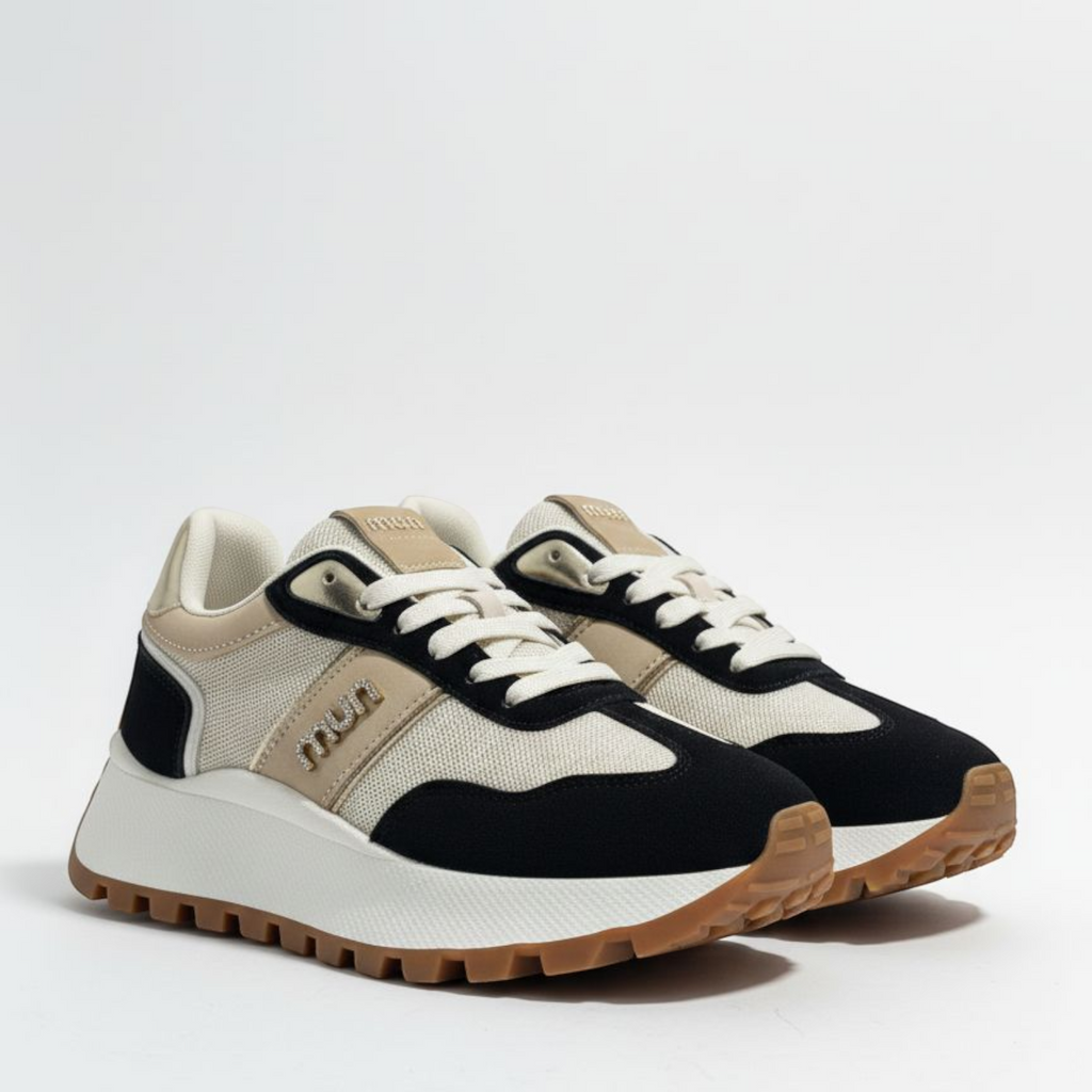 Modern Mesh & Suede Platform Trainers