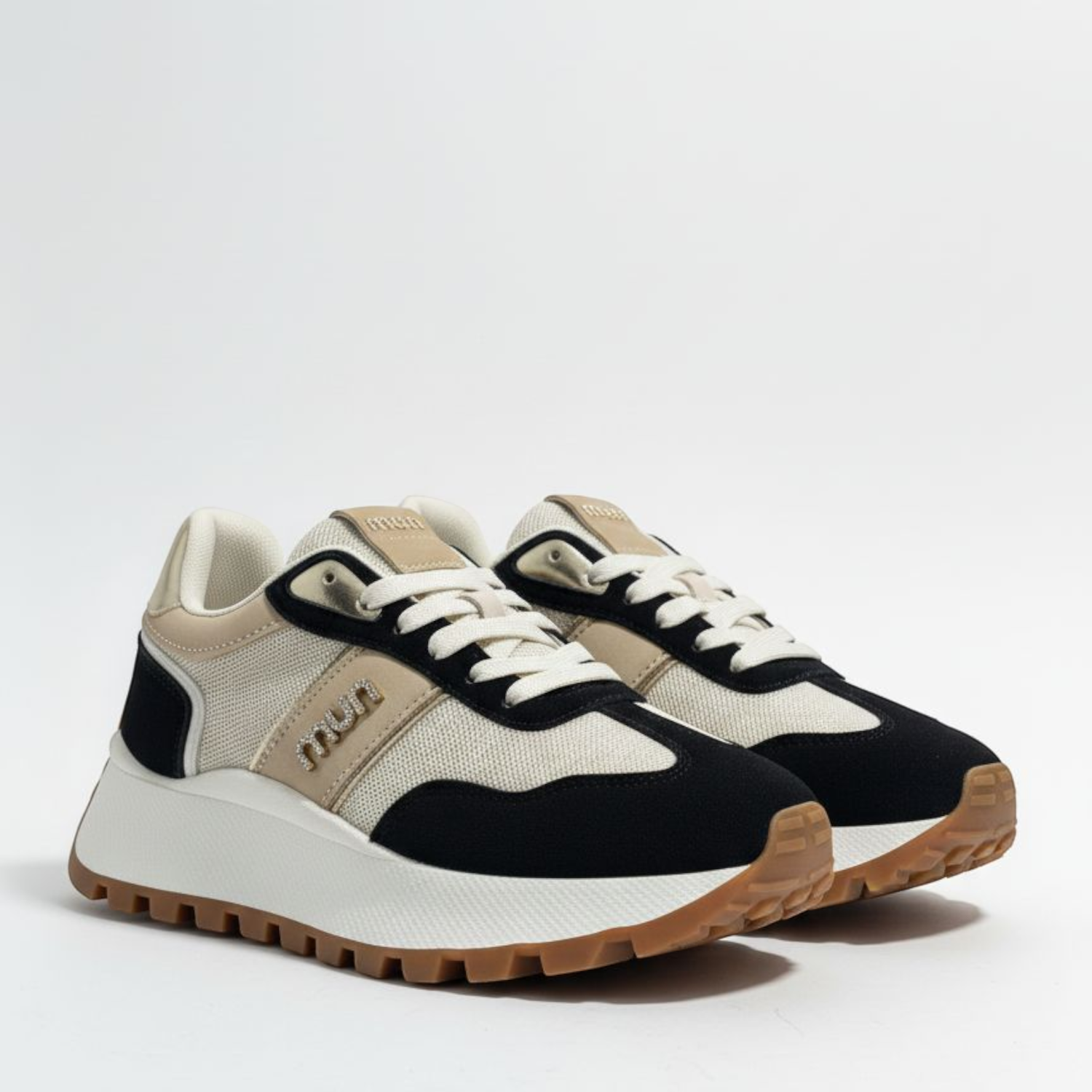 Modern Mesh & Suede Platform Trainers