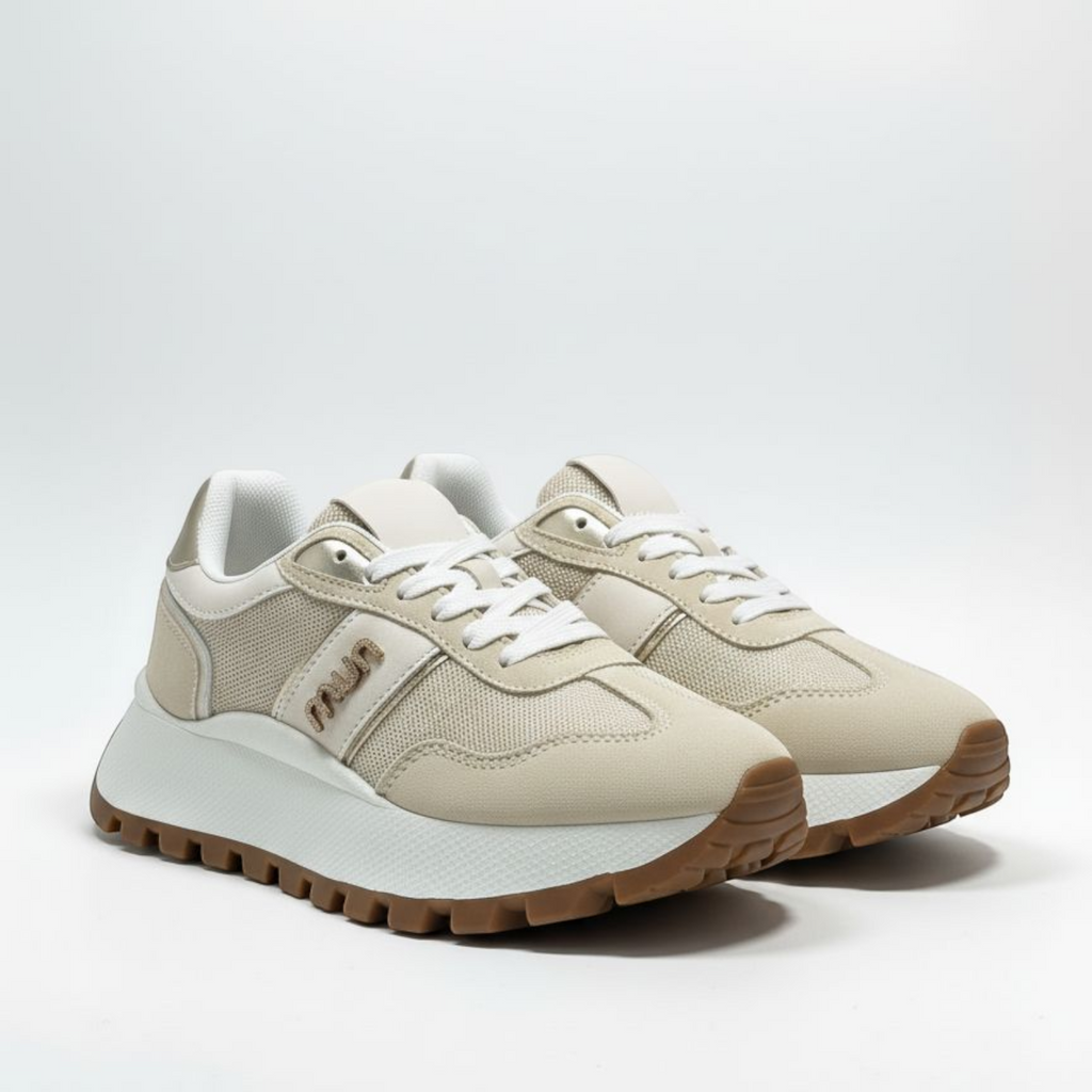 Modern Mesh & Suede Platform Trainers