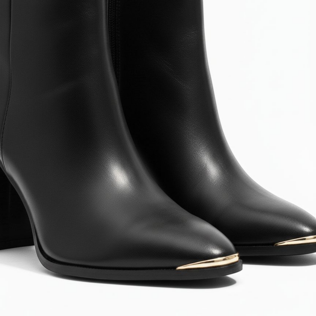 The Elegant Gold-Tip Ankle Boot