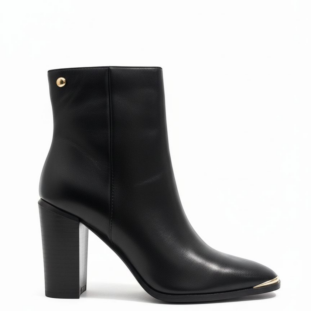 The Elegant Gold-Tip Ankle Boot