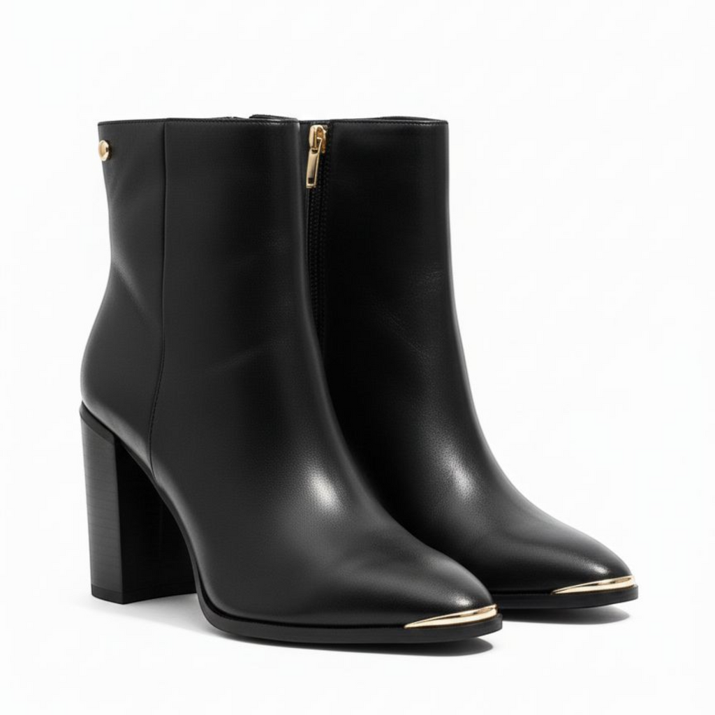 The Elegant Gold-Tip Ankle Boot