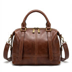 Classic Leather Satchel with Vintage Gold Hardware