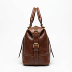 Classic Leather Satchel with Vintage Gold Hardware