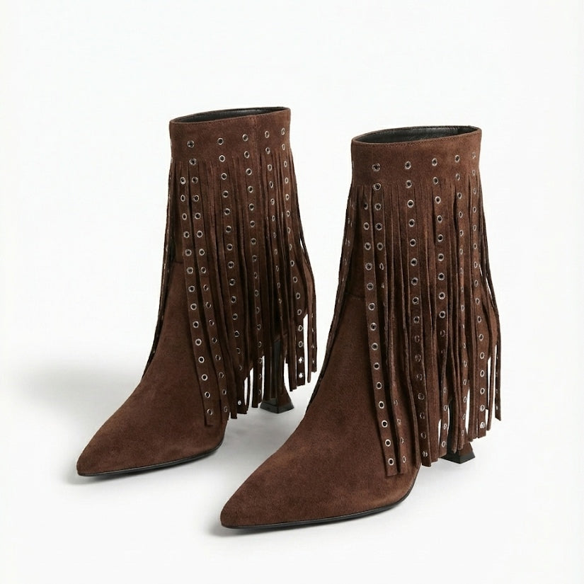 Suede Fringe Ankle Boots